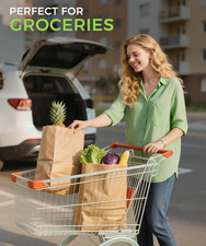 Brown Paper Bags 50 Count Heavy Duty Large Kraft Paper Grocery Bags 12X7X17"