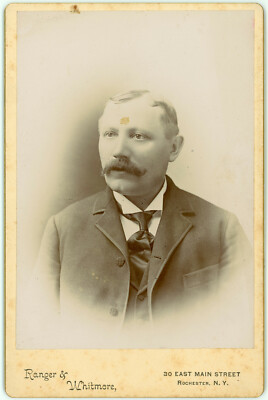 Dapper Man Handlebar Mustache Antique Cabinet Card Rochester NY