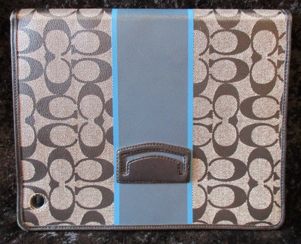 Coach Heritage Stripe & Signature C Monogram Black/White/Blue iPad Tablet Holder - Image 2 of 3