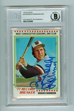 Brooks Robinson Autographed 1978 Topps Record Card #4 Orioles Beckett Authentic