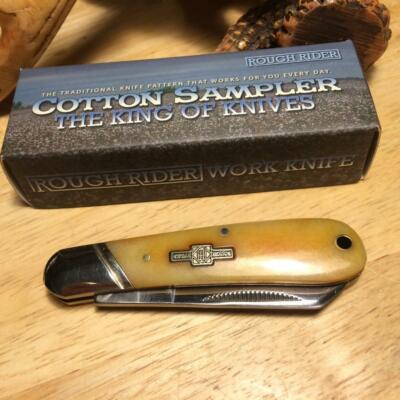 Rough Rider Tobacco Smooth Bone Small Cotton Sampler 3'' Pocket Knife  RR1834