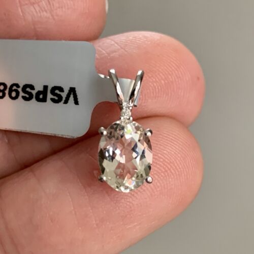 Colgante Gemporia de diamantes de morganita de oro blanco de 9 quilates con certificado de autenticidad - Imagen 9 de 10