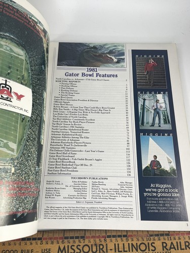 GATOR BOWL PROGRAM - UNIVERSITY OF ARKANSAS VS UNIV OF NORTH CAROLINA 1981 - Picture 4 of 6