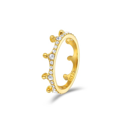 Anello corona scintillante con cristalli Swarovski placcato oro - Foto 2 di 3