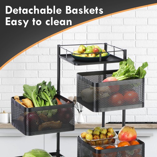 6 Tier Kitchen Rotating Storage Trolley Cart With Wheels Utility