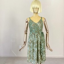 Milly Green Shiny Gold Sleeveless Dress SZ 2