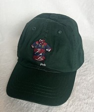 Polo Ralph Lauren Rugby Embroidered Ball Cap Hat Green Chino Leather Strap NWT