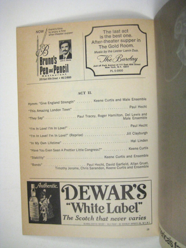 Rothschilds Playbill 1971 Lunt Fontanne Theatre Jill Clayburgh Keene ...