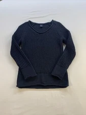WOMENS GAP NAVY BLUE KNITTED CABLE ROUND NECK JUMPER SWEATER SIZE MEDIUM