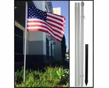 10ft Aluminum Outdoor Flag Pole KIT (Silver) + 3x5 USA Flag AMERICAN SUPPLIER US