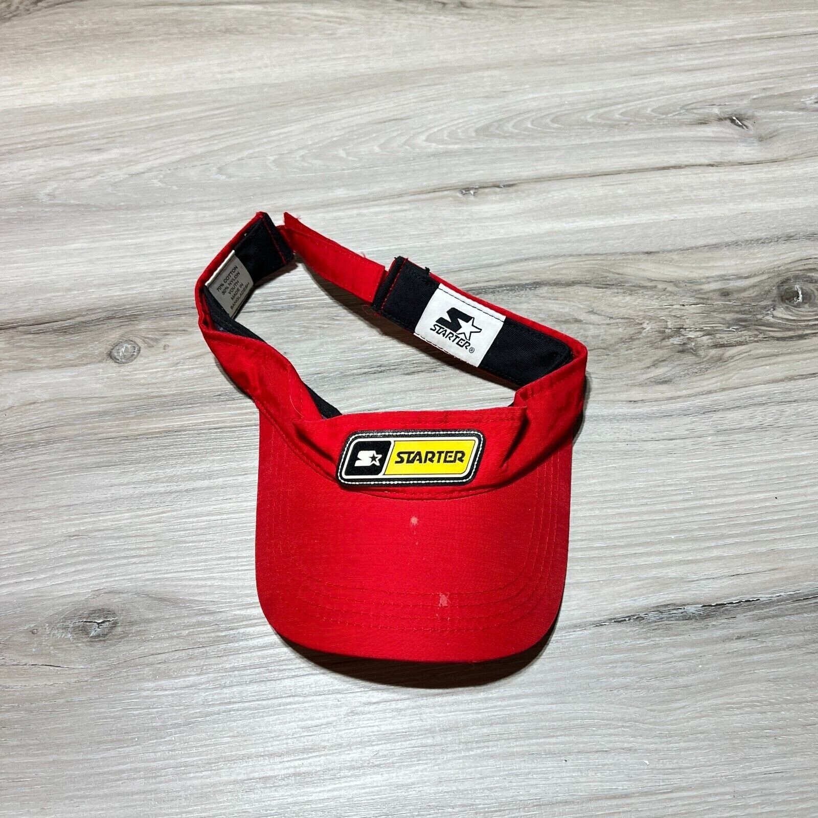 Vintage Starter Visor Hat Cap Red Patch Logo Red … - image 1
