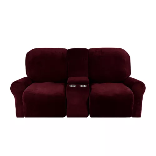 2-Sitzer Stretch Liegesofa Bezug Samt Schonbezug mit Getränkehalter Mittelkonsole - Bild 87 von 104