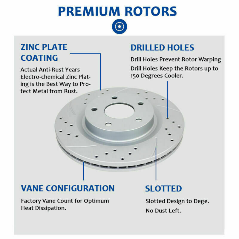Rear Brake Rotors + Pads for Toyota Sienna Lexus RX350 Drilled Slotted
