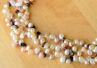 14K MO YELLOW GOLD FRESHWATER PASTEL PEARLS MULTI-GEMSTONE 3-STRAND NECKLACE-17" — photo 2