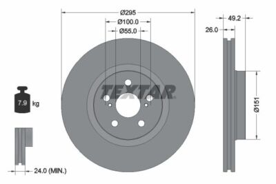 2pcs Brake Disc PRO TEXTAR 92135603 for Toyota Avensis