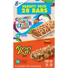 Reese's Puffs & Cinnamon Toast Crunch Cereal Treat Bars Variety Pack, 28 ct