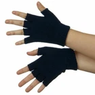 BLACK MENS WOMENS HALF FINGER FINGERLESS ELASTIC STRECH WINTER MAGIC GLOVES