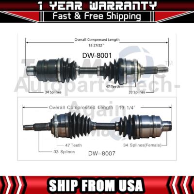 Front Driver Passenger CV Axle Joint Shaft Fits 2000-2002 1999 Daewoo Lanos