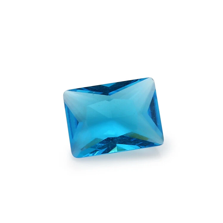 Piedra cortada a máquina de piedras preciosas de vidrio sueltas SeaBlue rectangulares de 3x5 ~ 13x18 mm 100 un. Foto 2 de 3