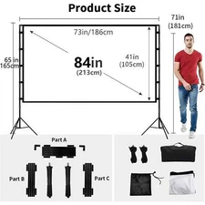 84 Inch Portable Projector Screen with Stand, Lightweight, Outdoor Indoor Use