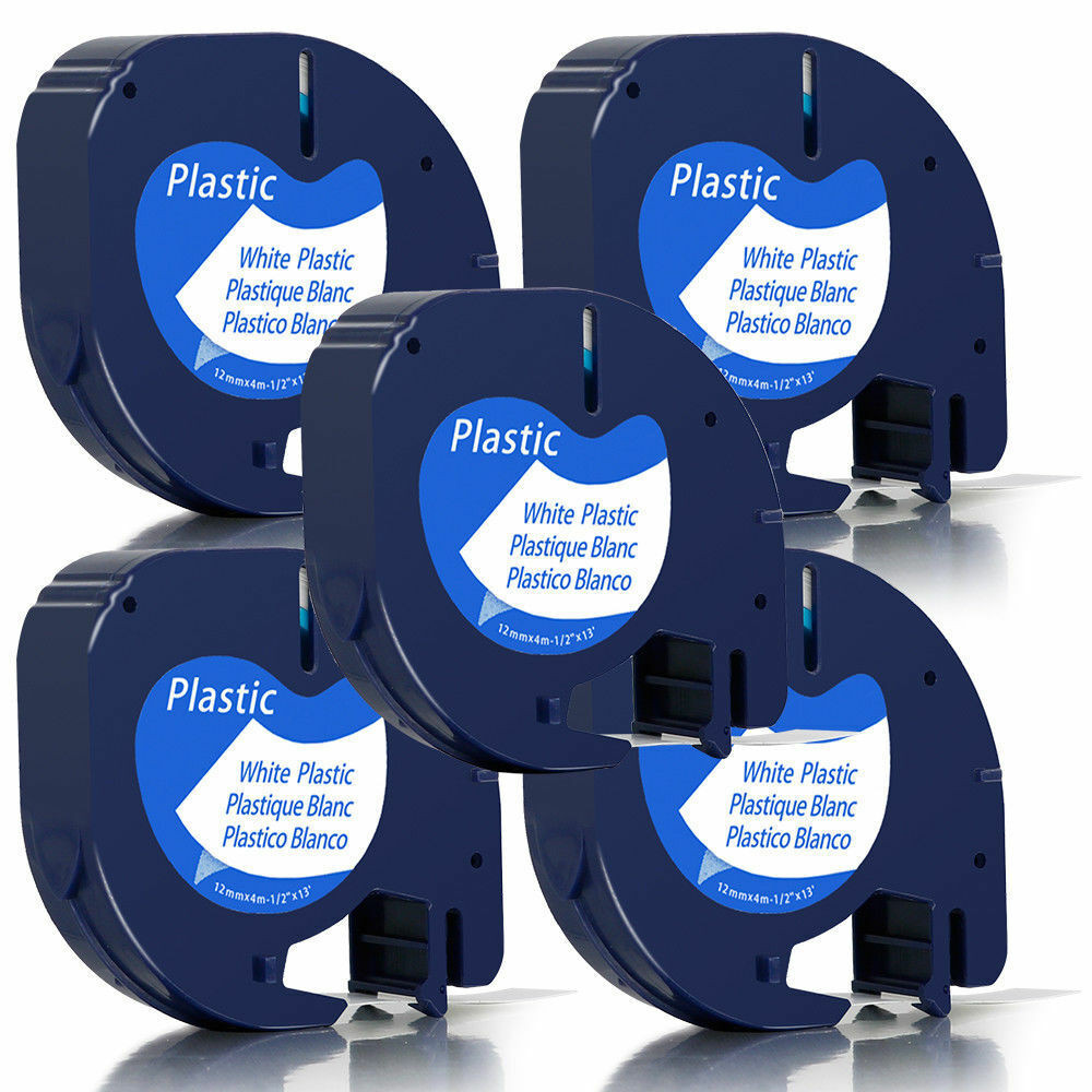 5PK Compatible Dymo LetraTag Refill 91331 1/2" White Plastic Label Tape LT-100H