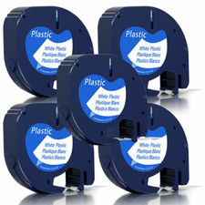 5PK Compatible Dymo LetraTag Refill 91331 1/2" White Plastic Label Tape LT-100H