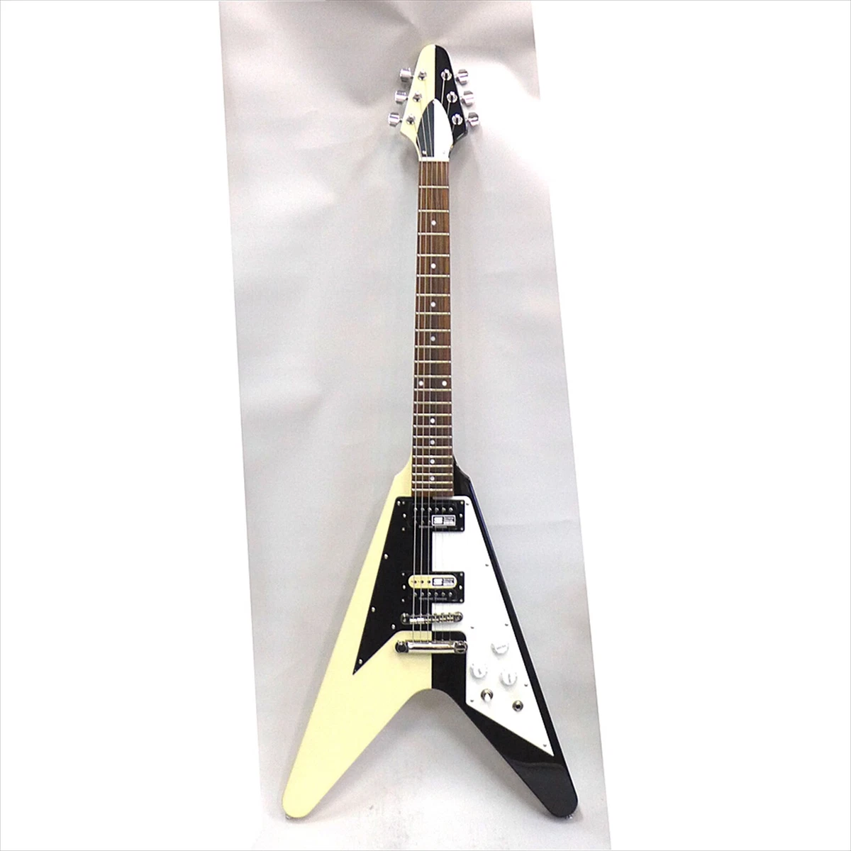 Edwards E FVWB DOT Electric Guitar White/Black Flying V Shape Soft Case