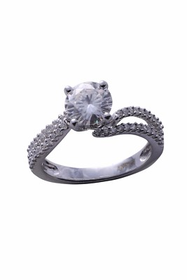 Solitaire Engagement Ring Forever One 1 CTW Round Colorless Moissanite