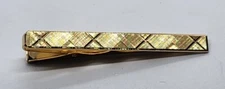 Vintage Tie Bar Clip Clasp Stay Bright Gold Tone Long Hatch Marks MCM Nice!