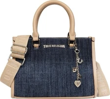 True Religion Denim Blue Handle & Adjustable Strap Shoulder / Crossbody Bag
