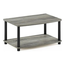 Pemberly Row Wood Elevated TV Stand for TV up to 25" - Oak Gray/Black