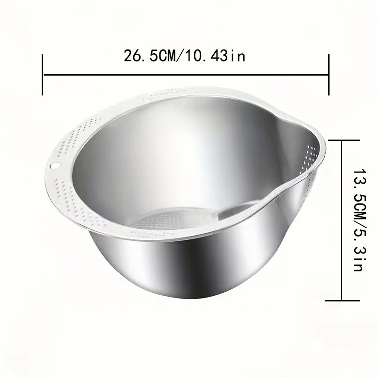 1pcs Stainless Steel Rice Washer Bowl 304 Colander Strainer for Kitchen Use