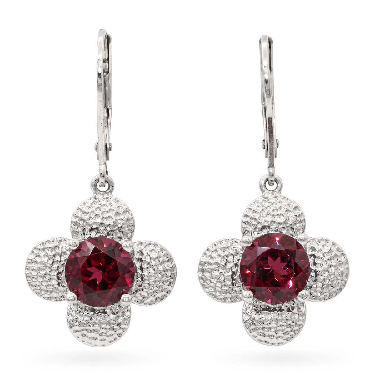 Pendientes de gota simples de plata de ley 925 con granate