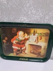 Coca Cola Metal Christmas Santa "Pause" tray Vintage 1980s EUC