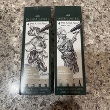 2Faber - Castell 4 Pitt Artist Pens Black Ink 0.1, 0.3, 0.5, 0.7/ 0.1,0.3,05,0.7