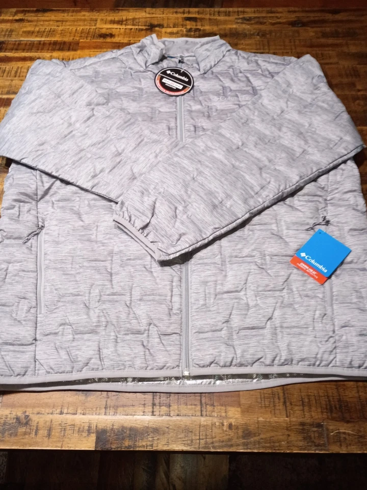 Columbia Mens Delta Ridge 650 FillDown Omni Heat Prem Jacket Columbia Gray Sz 1X - Image 4 of 4