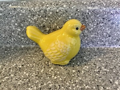 Vintage Heavy Ceramic Yellow Bird Figurine 3  Tall