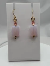Handmade Pink Opal Glass and 14k Goldfill Earrings