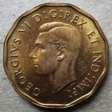 NICE CANADA 1942 KING GEORGE V TOMBAC FIVE 5 CENTS COIN (KM# 39)