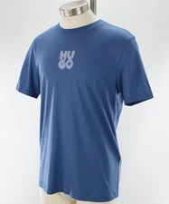 HUGO BOSS Blue Sprayed Logo DECALI Cotton Crew Neck T Shirt SMALL NWT