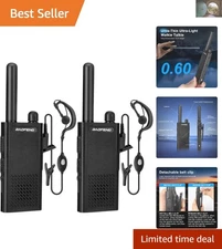 T26 Long Range Walkie Talkies - Ultra-Light 16 Channel Two-Way Radios, Earpieces