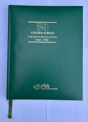 1990 PIA Tagebuch produziert zur Feier von 50 Jahren Pakistan Resolution.