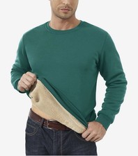 MAGCOMSEN Men?s Fleece Sweatshirt ? XL ? Emerald Green ? Thermal Crew Neck