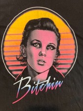 Canvas Women's T-Shirt Stranger Things Eleven Bitchen Size S Black