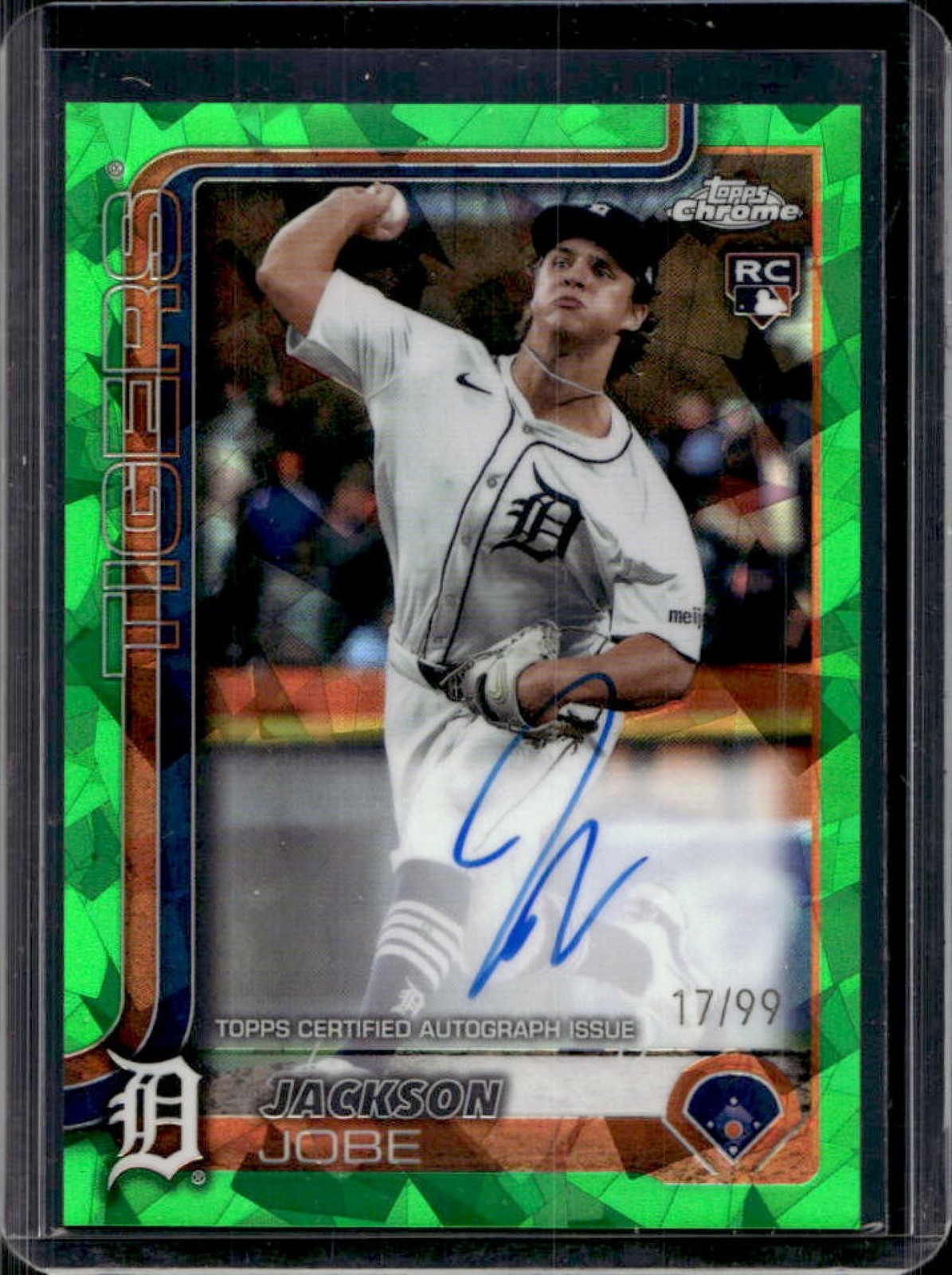 2025 Topps Chrome Sapphire Jackson Jobe Rookie Auto RC Green Refractor #17/99