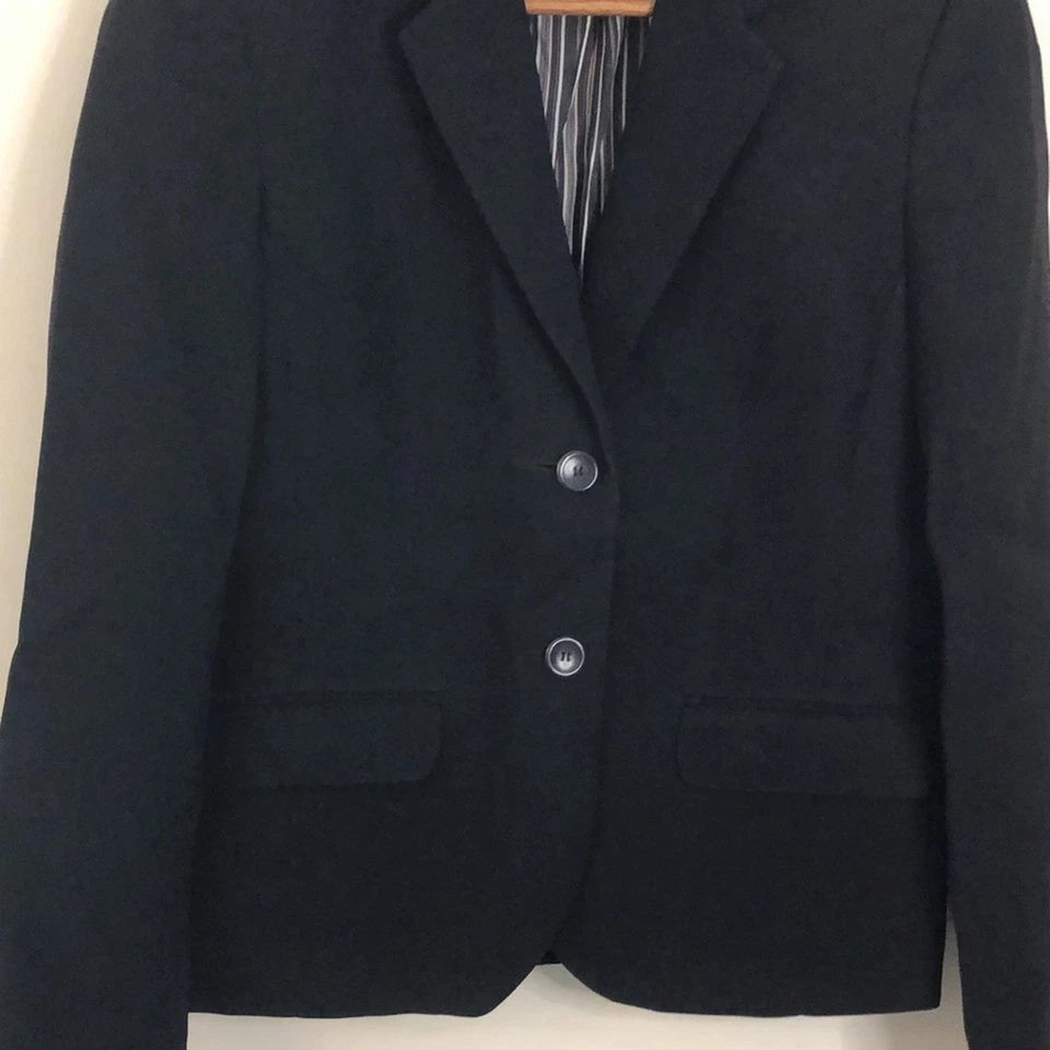 Blazer Nine West Negro Forrado a Rayas Cuello en V Botón Talla 2 Foto 4 de 4