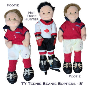 Ty Teenie Beenie Boppers Lot of 3 Hat Trick Hunter & Footie 8" Soccer Hockey