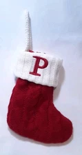 St. Nicholas Square Knit Mini Christmas Stocking Monogram Initial P