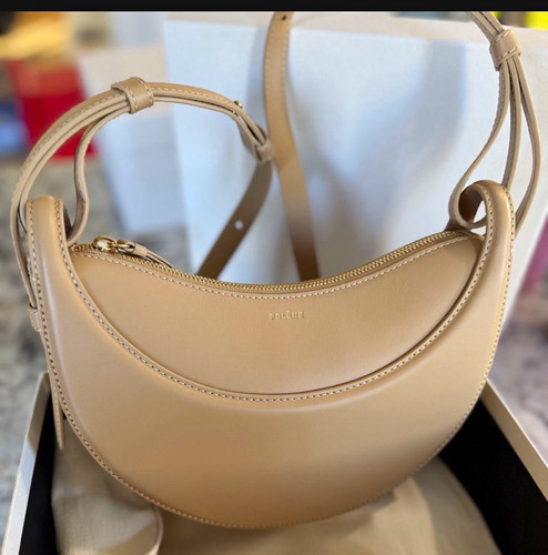 Polène Numéro Dix Smooth Beige Crescent Shoulder
