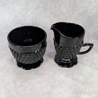 Indiana Glass Tiara Black Diamond Point Creamer & Sugar Bowl Set Vintage 70s